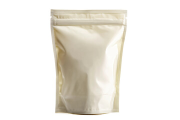 Blank stand-up pouch packaging on white background, cut out