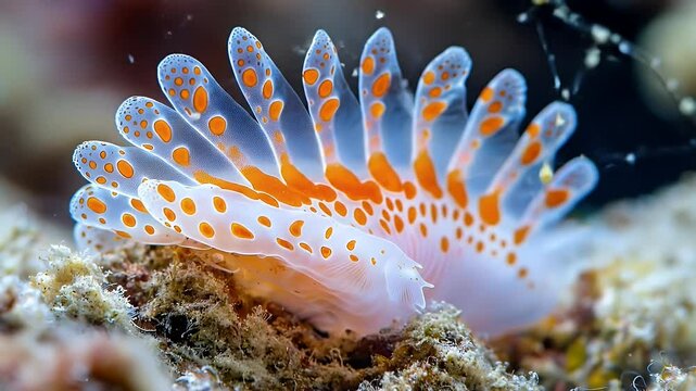 White Orange Nudibranch on Coral Reef