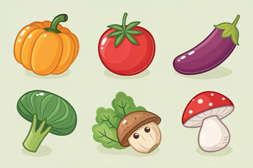 set of fresh vegetables