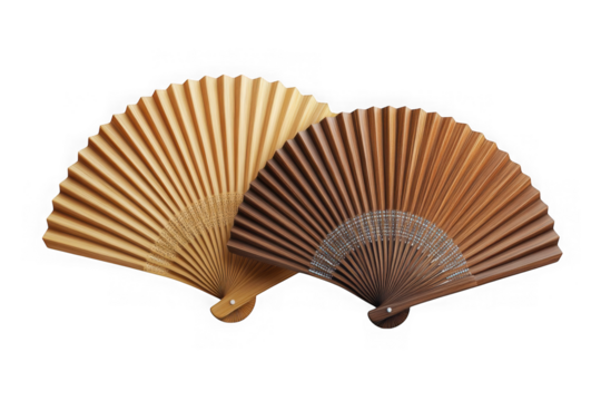 Elegant wooden hand fans japanese folding fans oriental fans asian fans decorative fans isolated on transparent background