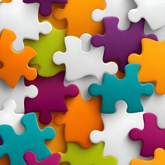 Obraz premium Colorful puzzle pieces scattered on a vibrant background