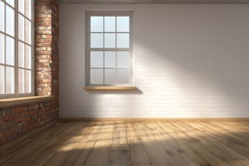 Obraz premium Empty room, light, brick, wood