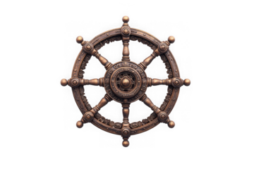 Dharma wheel buddhism buddhist symbol religion meditation enlightenment spiritual icon bronze wheel isolated on transparent background