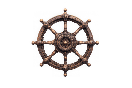 Dharma wheel buddhism buddhist symbol religion meditation enlightenment spiritual icon bronze wheel isolated on transparent background