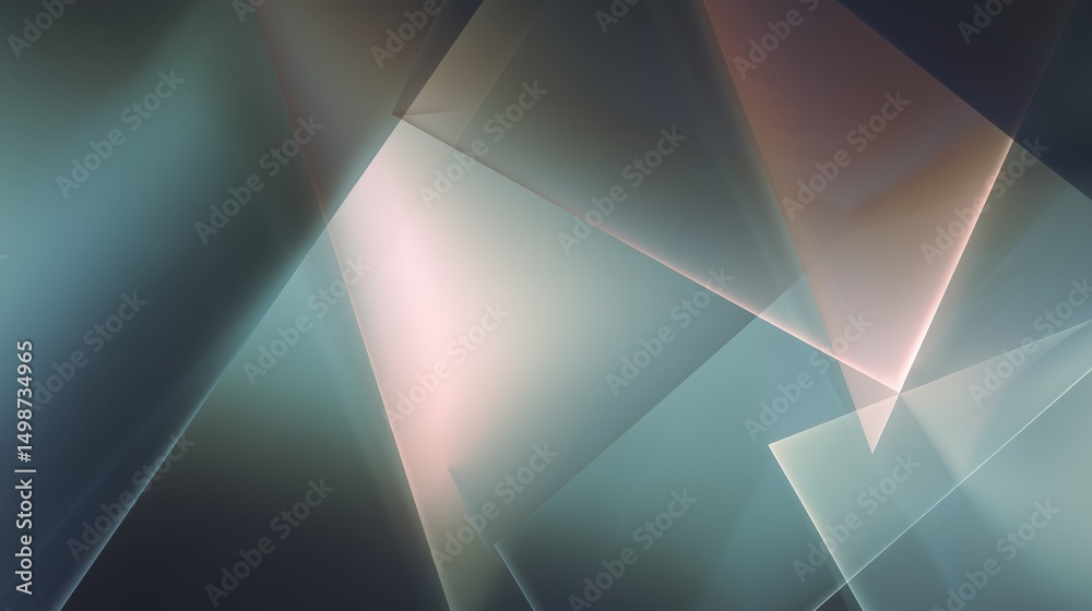 Poster overlapping translucent triangles with soft light and color gradients