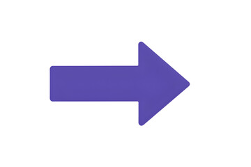 Isolated purple arrow pointing right on transparent background
