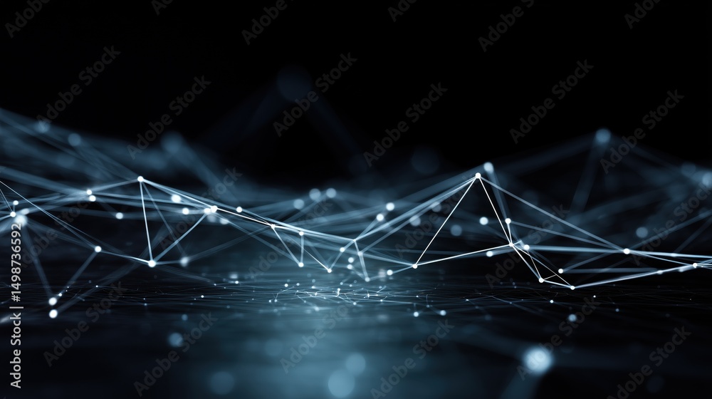 Poster abstract tech network lines with triangles in dark background