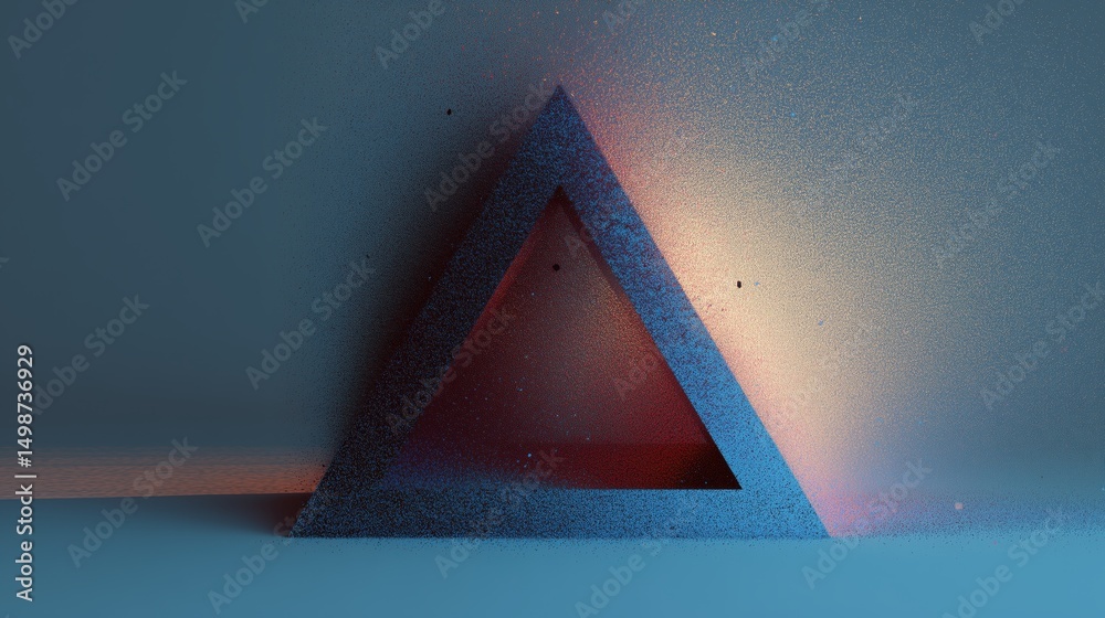 Poster 3d triangle extrusion with color gradient on soft background