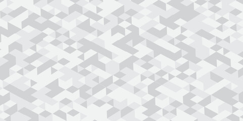 Abstract geometric White and gray background seamless mosaic and low polygon triangle texture wallpaper. Triangle shape retro wall grid pattern geometric ornament tile vector square element.