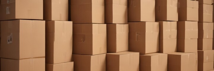 Stacked brown cardboard boxes, eco-friendly packaging, cardboard,  green,  background