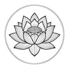 Water Lily Lotus Mandala Pattern Background.Geometric circular mandala using-lily-flowers-vector.Hand Drawn Water Lily Lotus Mandala Pattern Background.