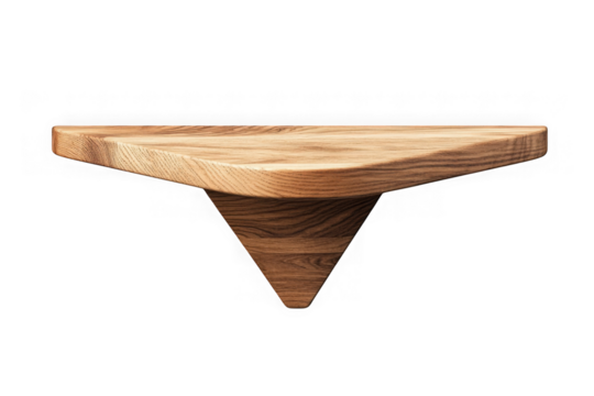 Wooden shelf triangle wall mounted wood shelving home decor furniture interior design rustic style decoration display isolated on transparent background