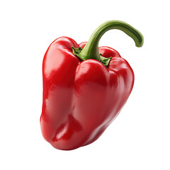 Single Red Bell Pepper on Transparent Background