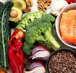 Food products representing the MIND diet, brain health.