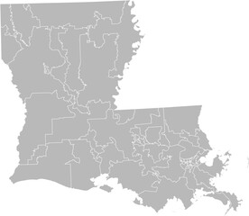 Fototapeta premium Louisiana state senate districts vector map (Albers equal area conic projection, PPT-compatible & fully editable)