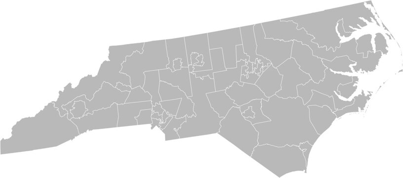 North Carolina state senate districts vector map (Albers equal area conic projection, PPT-compatible & fully editable)
