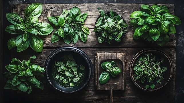 Fresh herbs cooking preparation
