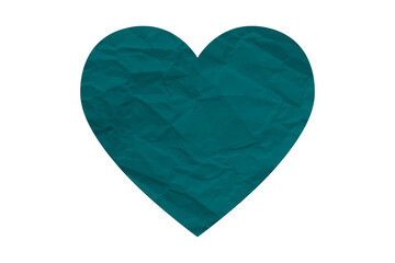 green crumpled paper heart heart sticker isolated on transparent background