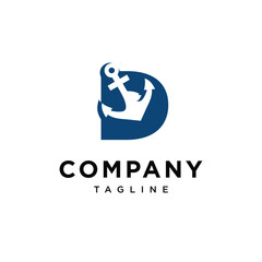 Letter D Anchor Logo Icon Vector