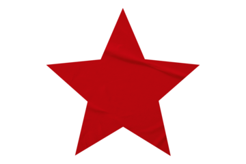 Crumpled red star pattern stickers, separated on a transparent background.