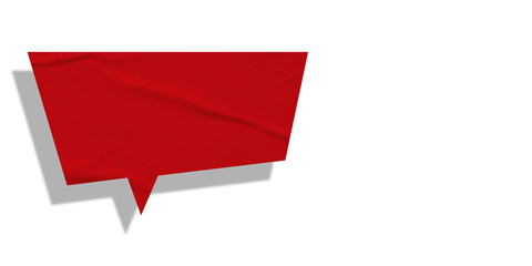 Red speech bubble crumpled paper isolated on transparent background