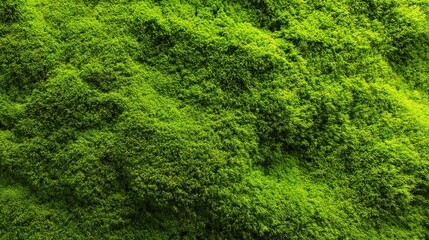 Close-up soft moss texture background in vibrant green, natural organic surface with fine detail, high resolution