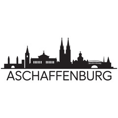 Fototapeta premium Aschaffenburg skyline silhouette. Black Aschaffenburg city design Vector black silhouette. with white background
