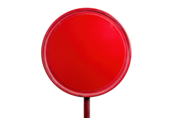 Minimalistic red circle sign on black background, cut out