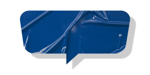 Blue speech bubble crumpled paper isolated on transparent background