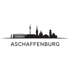 Aschaffenburg skyline silhouette. Black Aschaffenburg city design Vector black silhouette. with white background