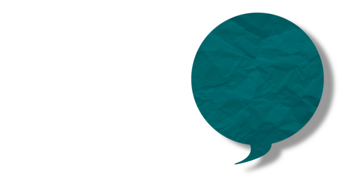 Green speech bubble crumpled paper isolated on transparent background