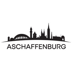 Aschaffenburg skyline silhouette. Black Aschaffenburg city design Vector black silhouette. with white background