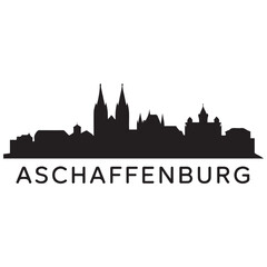 Fototapeta premium Aschaffenburg skyline silhouette. Black Aschaffenburg city design Vector black silhouette. with white background