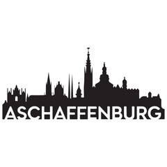 Fototapeta premium Aschaffenburg skyline silhouette. Black Aschaffenburg city design Vector black silhouette. with white background