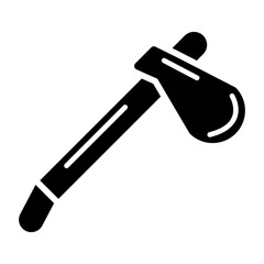Axe Fill Icon. Black and White Ax Symbol