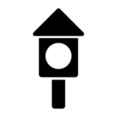 Bird House Fill Icon. Black and White House Symbol
