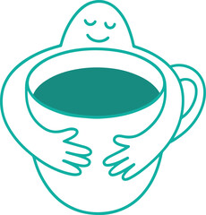  Vector logo design template and graphic elements for advertising; branding; posters and banners; funny cartoon illustrations with smiling character and mascot; coffee love