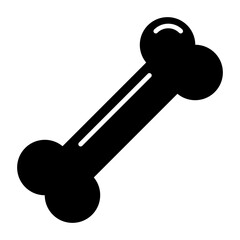 Dog Bone Toy Fill Icon. Black and White Bone Symbol