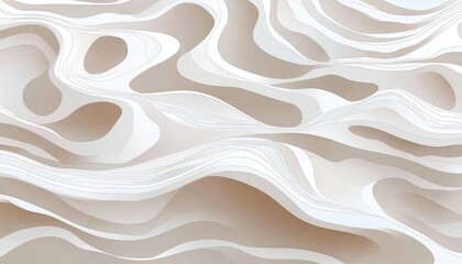 Obraz premium Abstract smooth flowing layers and wavy contours in shades of beige and white creating a calming and harmonious pattern