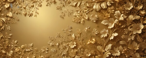 Golden damask floral backdrop  Intricate leaves & delicate flowers , vintage, delicate