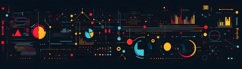 Obraz premium Abstract graphic design with colorful elements and interconnected shapes.