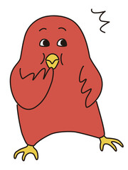 ハッと驚く赤い鳥キャラクターのイラスト