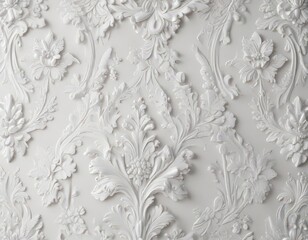 Delicate white damask with embossed floral details, linen, floral, scroll