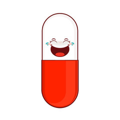 capsule pill laughing face cartoon cute