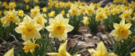 Close-up of glistening daffodil petals, vibrant yellow, sunny day ,  petal texture,  blossom