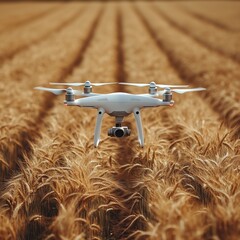 Top-down drone perspective over a vast wheat field, highlighting agricultural technology and clean farming aesthetics in a square format