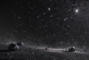 Diamond dust scattered across inky black, vibrant stars blaze ,  darkness,  Milky Way