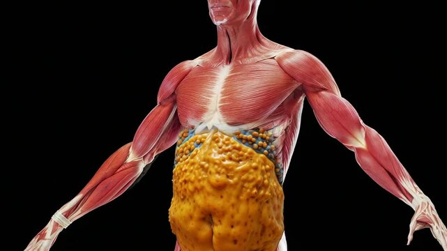 Growth of Visceral Fat in Human Abdomen