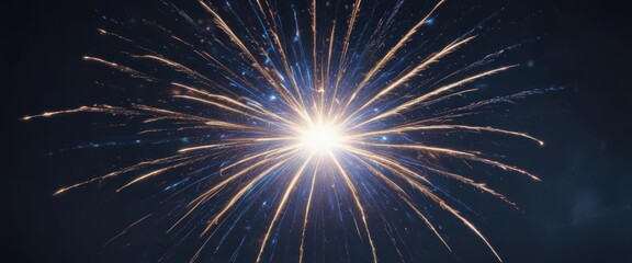 Blue firework burst, vibrant sparks against night sky, abstract, cosmos