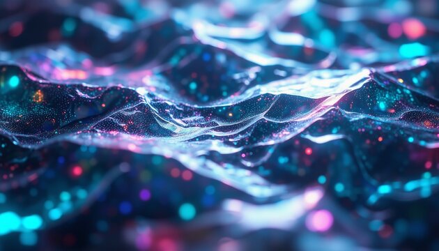 Shimmering Opaline Planes: Digital Glitch Patterns, Circuitry, Futuristic Crystalline Texture - Powered by Adobe